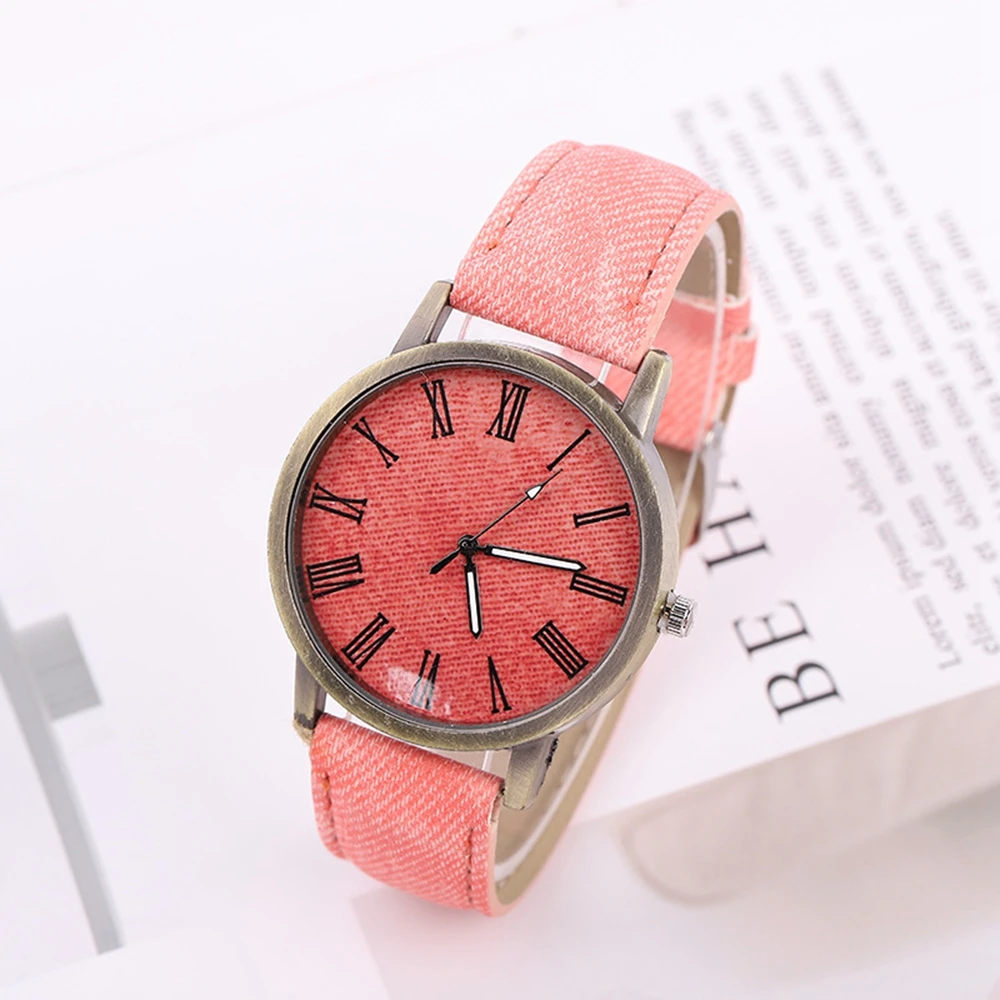 Leecnuo Women Quartz Watches Denim Dial Watch Female Luxury Wristwatch Fashion Casual for Ladies Men with Leather Strap | Наручные часы