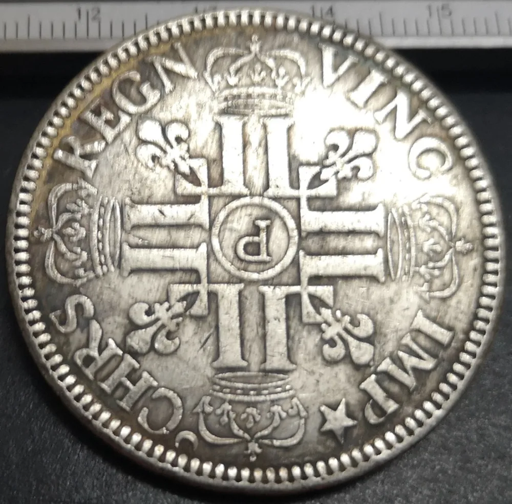 1690-1693 Франция-Королевство 1 Ecu-Луи XIV Посеребренная копия монеты (Выберите любую