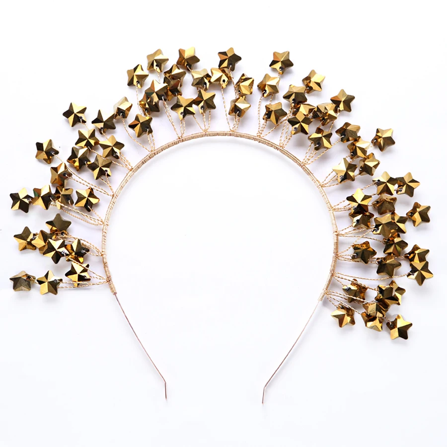 Модные повязки на голову со звездами для волос золотого цвета свадебные