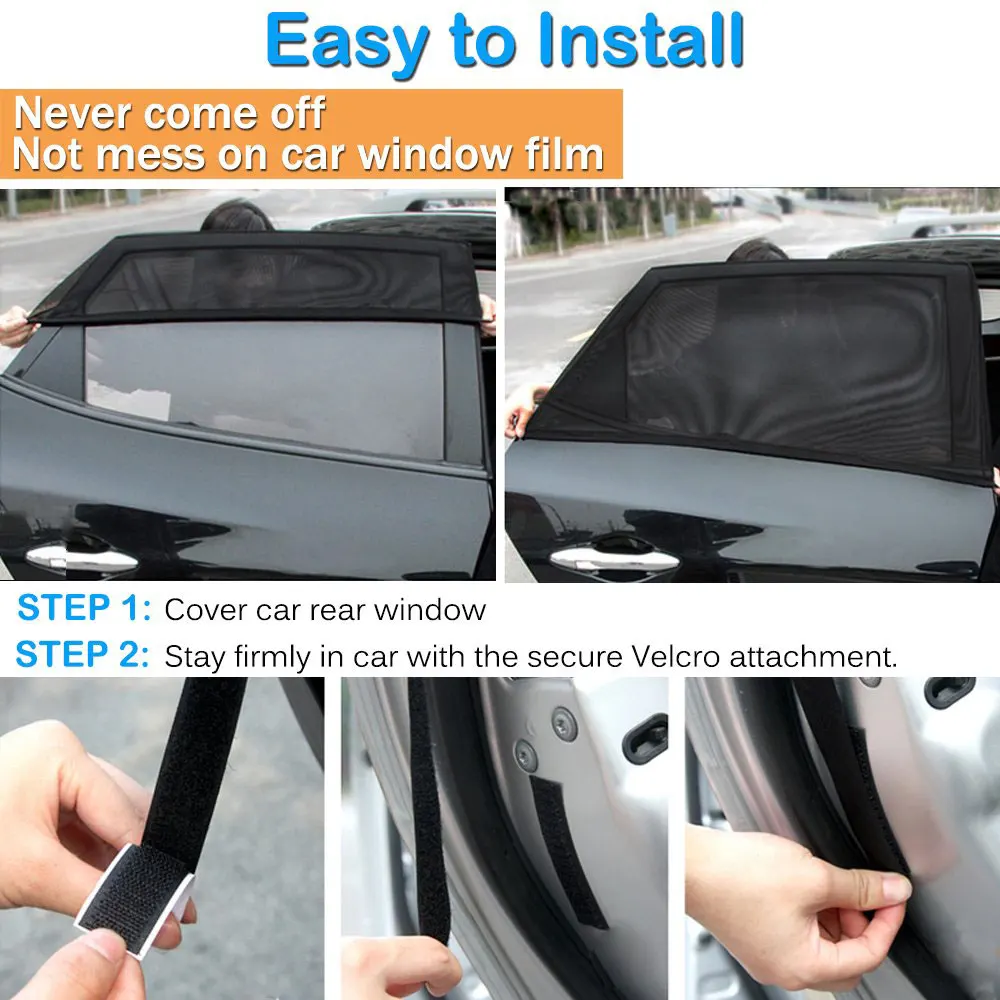 

2Pcs S/M/L/XL Size Car Sun Shade UV Protection Car Window Sunshade Side Curtain Mesh Sun Visor Summer Protection Window Cover