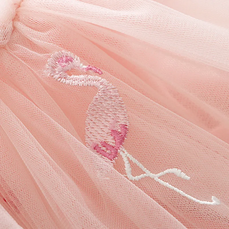 

Girls Flamingo Clothing Sets 2019 Summer Princess Girl Cartoon T-shirt Umbrella Skirt 2PCS Set Clothing 3-7T AY316