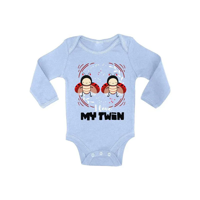 

YSCULBUTOL детские комбинезоны для близнецов, я люблю мой двойной Детский комбинезон. Забавные детские подарки. Милый наряд для близнецов.