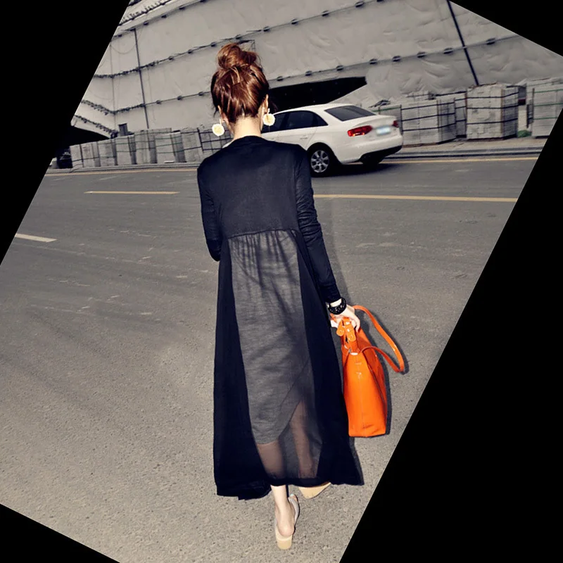 Женский кардиган с солнцезащитным козырьком VGH тонкая Длинная свободная блузка в