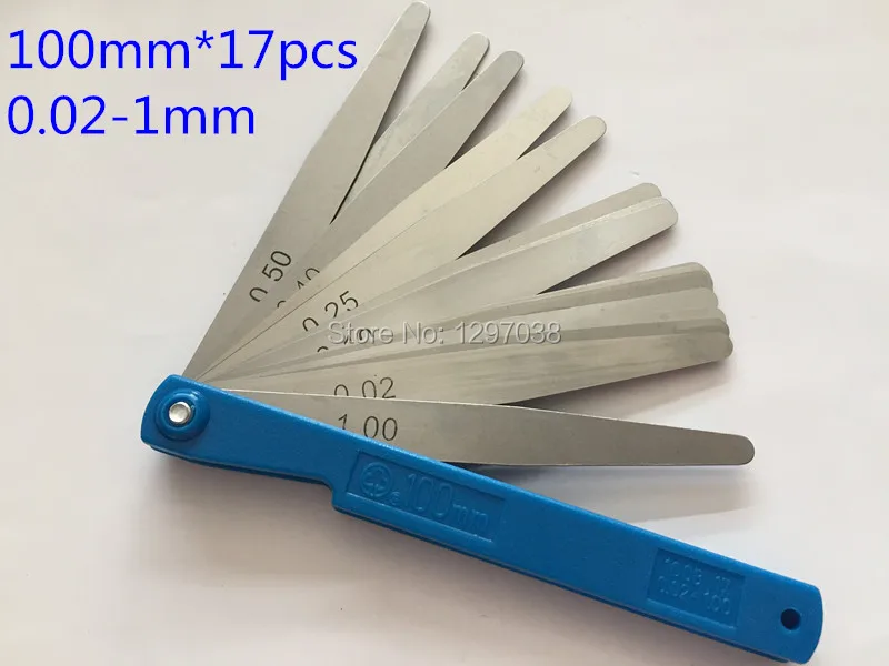 

2pcs The length of the 100mm 0.02 To 1mm 17 Blade Thickness For Gap Metric Filler Feeler Gauge Measure Tool
