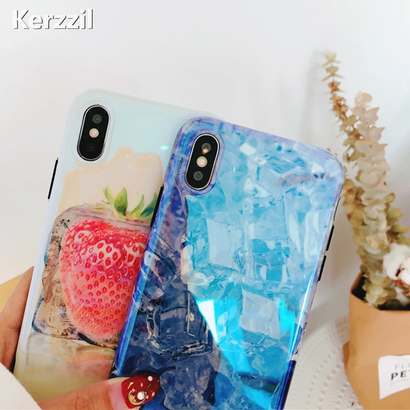 Kerzzil летние фруктовые кубики льда для iPhone 6 6S 7 8 чехлы телефонов Blu-Ray мягкий