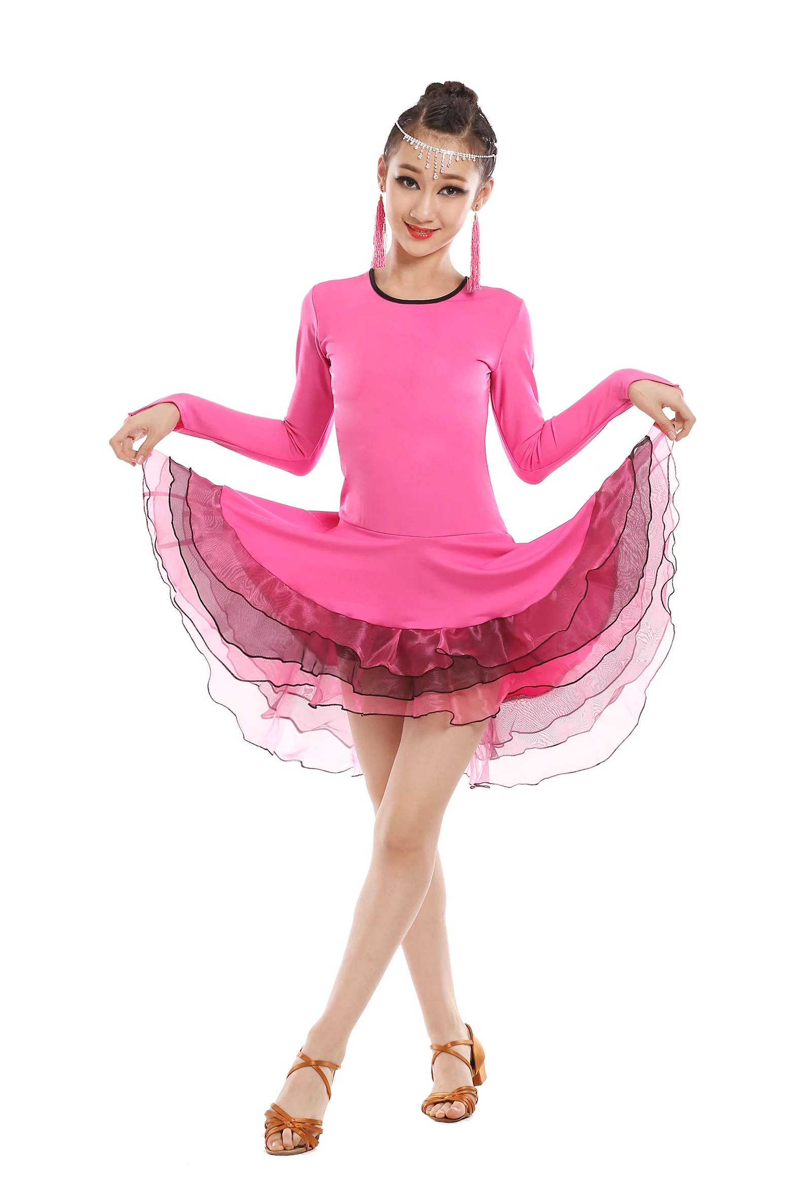 

Child Latin Dance Competition Dress Samba Dance Dresses 3 Color Ballroom Dancing Dress Girl Dancewear Children Costume