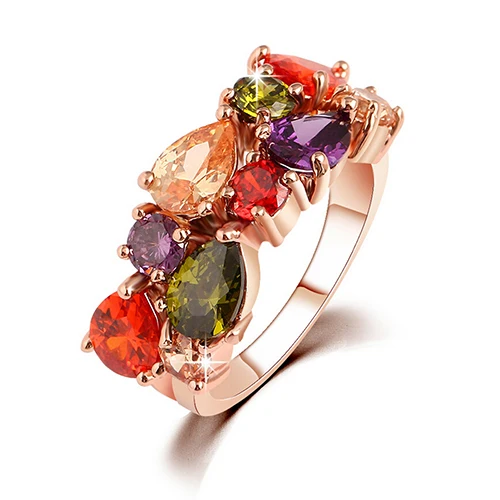 Женское массивное кольцо с разноцветным фианитом ювелирные изделия в подарок