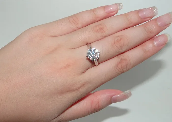 Скидка 90%! Женское кольцо из серебра 925 пробы с фианитом 2 карата|sterling silver wedding