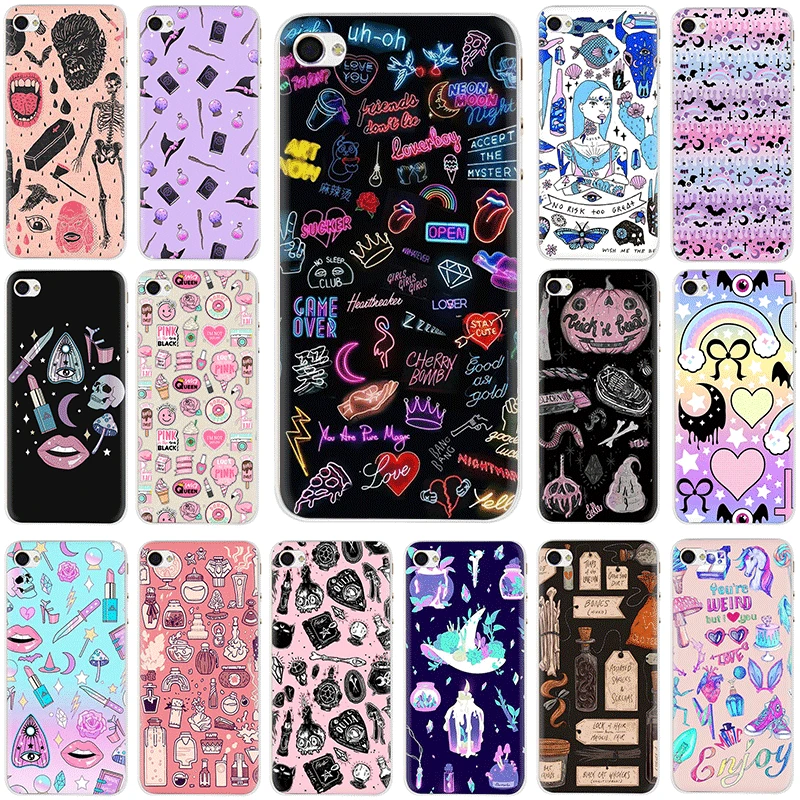 Жесткий чехол для телефона Girly Pastel Witch Goth iphone 5 5s 5C SE 2020 6 6s 7 8 plus X XR XS 11 Pro Max|Бамперы| |