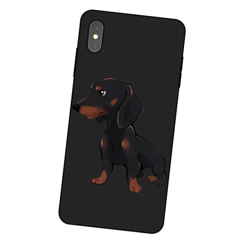 N302 такса Черный силиконовый чехол для Apple iPhone 11 Pro XR XS Max X 8 7 6 6S Plus 5 5S SE |