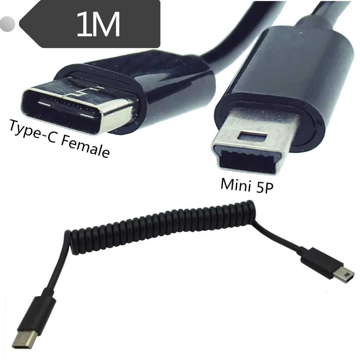 Тип c Женский к mini USB революция проводки музыки как мать чтобы Мини 5 P мужской т