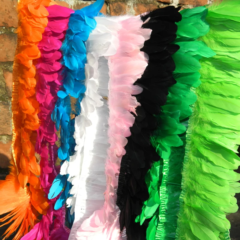 Разноцветная отделка из гусиного пера 2 м/лот крашеные ленты гусиных перьев/15 20 см