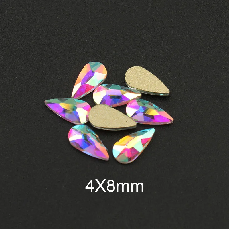 Мода Кристалл AB 30/100 шт./лот 3D дизайн ногтей длинная водяная капля необычной формы красочные стеклянные камни для 3D художественное оформление ногтей
