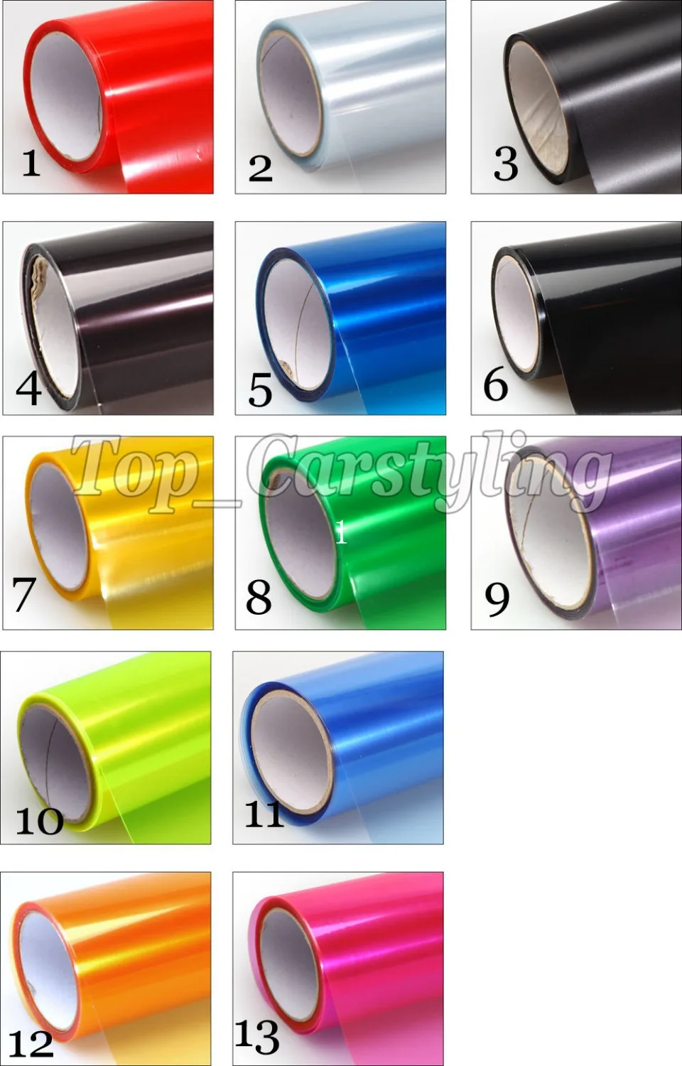 12 Rolls Headlight Rear Lamp Tint Tinting Film for Car Motorbike with 3 layers headlamp tint 14 color in stocks 0.3x10m/Roll |