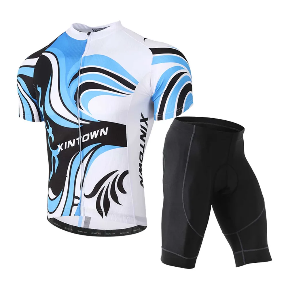 

Cycling Clothing Suit for Men Quick Dry Breathable Bike Jersey Summer Team Wave Chinese Style Jerseys +Gel Bike Shorts Set