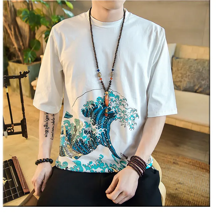 Sinicism Store мужские повседневные хлопковые футболки мужские с принтом в китайском стиле уличная мода белые мужские летние футболки