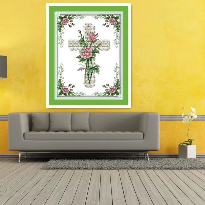 Сердце роза для домашнего декора китайская счетная Вышивка крестом наборы