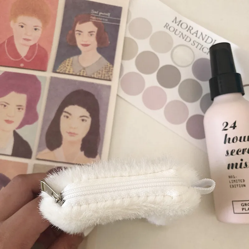 Модная женская сумка для наушников с цветочной вышивкой плюшевый мини кошелек на