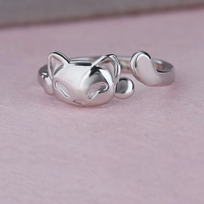 Вечерние ское кольцо из серебра 925 пробы с изображением лисы | Украшения и
