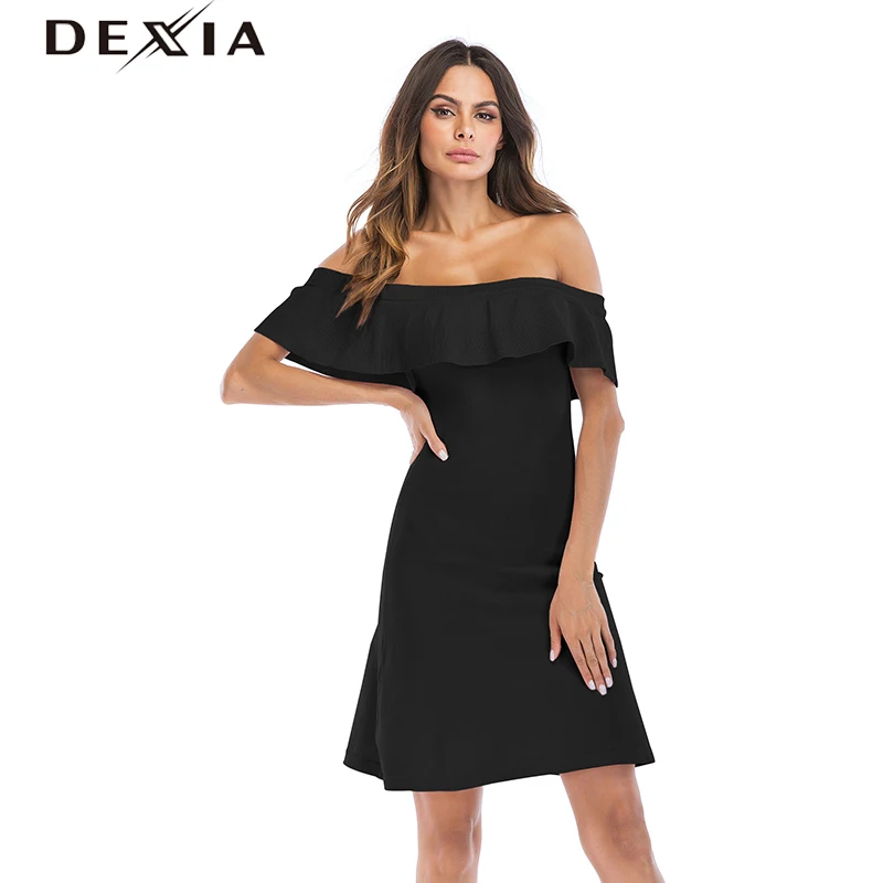 DEXIA/летнее черное Открытое Платье Vestidos De Fiesta вечерние свободные трапециевидные