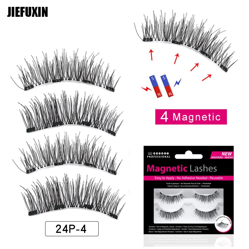 10 пар/лот Магнитная ресницы с 4 магниты, магнитные lashes natural накладные ресницы намагниченные ресницы с пинцет для накладных ресниц
