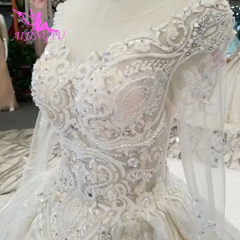 

AIJINGYU Wedding Gowns With Sleeves Buy Gown Online Imported Romantic Love Train Dresses Satin New Wedding Dress