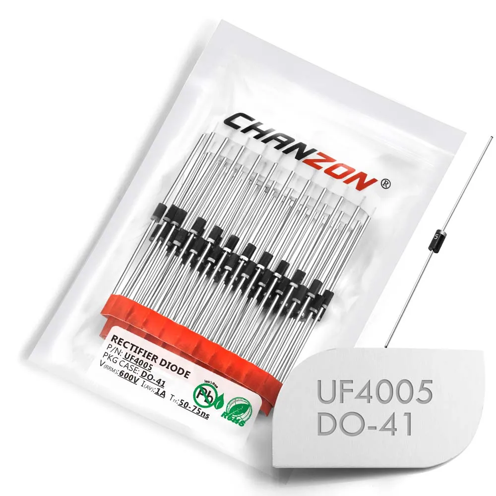 (100 шт.) UF4005 Ultra быстрое восстановление выпрямительного диода 1A 600 V 50 75ns DO 41 (DO 204AL)
