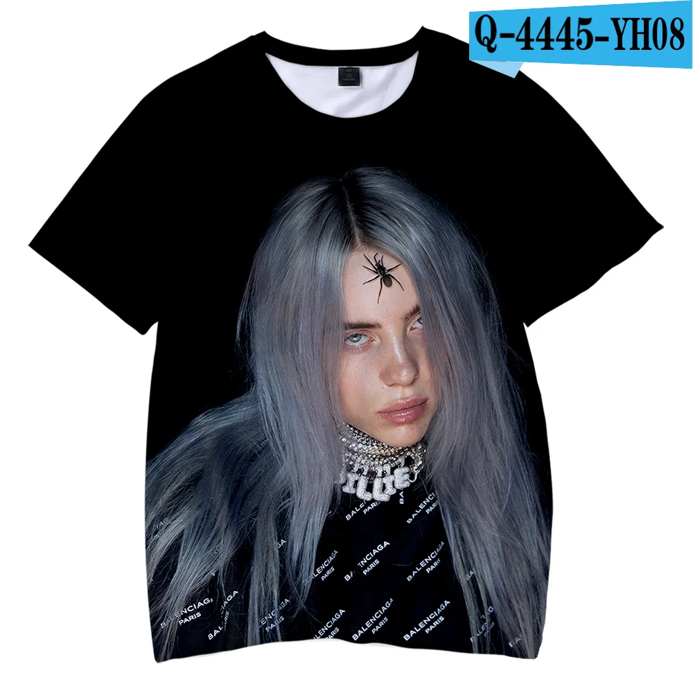 M Billie Eilish/ летняя футболка для мальчиков, Детская футболка с 3d принтом для мальчиков и девочек, детская одежда для 4, 5, 6, 7, 8, 9, 10, 12 лет - Цвет: M