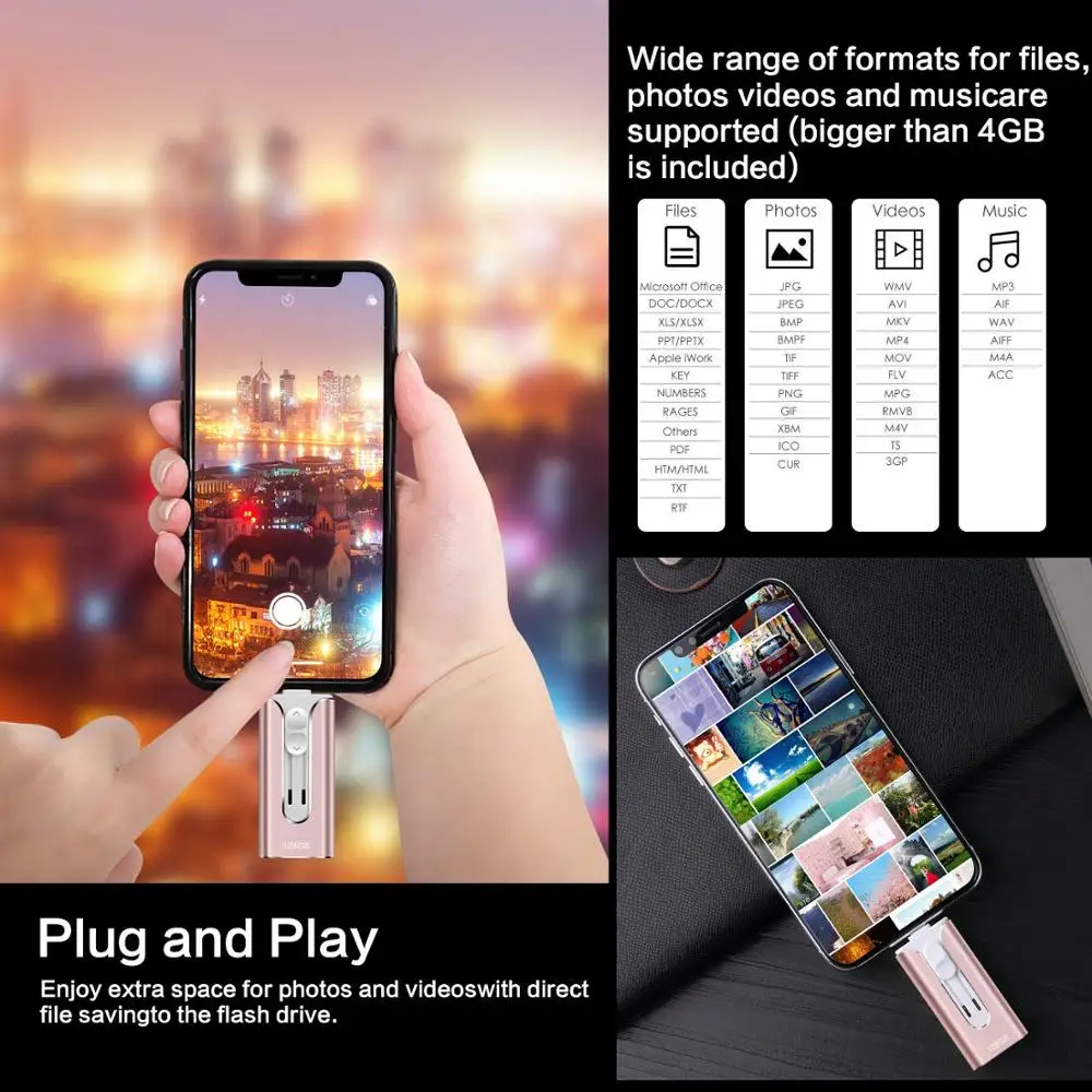 Флешка 256 ГБ флеш-накопитель для iPhone 128 Usb флеш-накопители USB 3 0 Lightning Memoria Android PC |