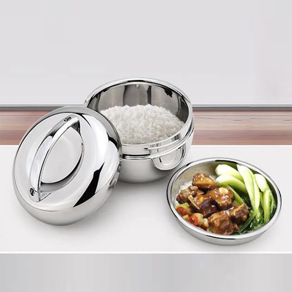 Миска школьная с ручкой из нержавеющей стали термальная посуда коробка для