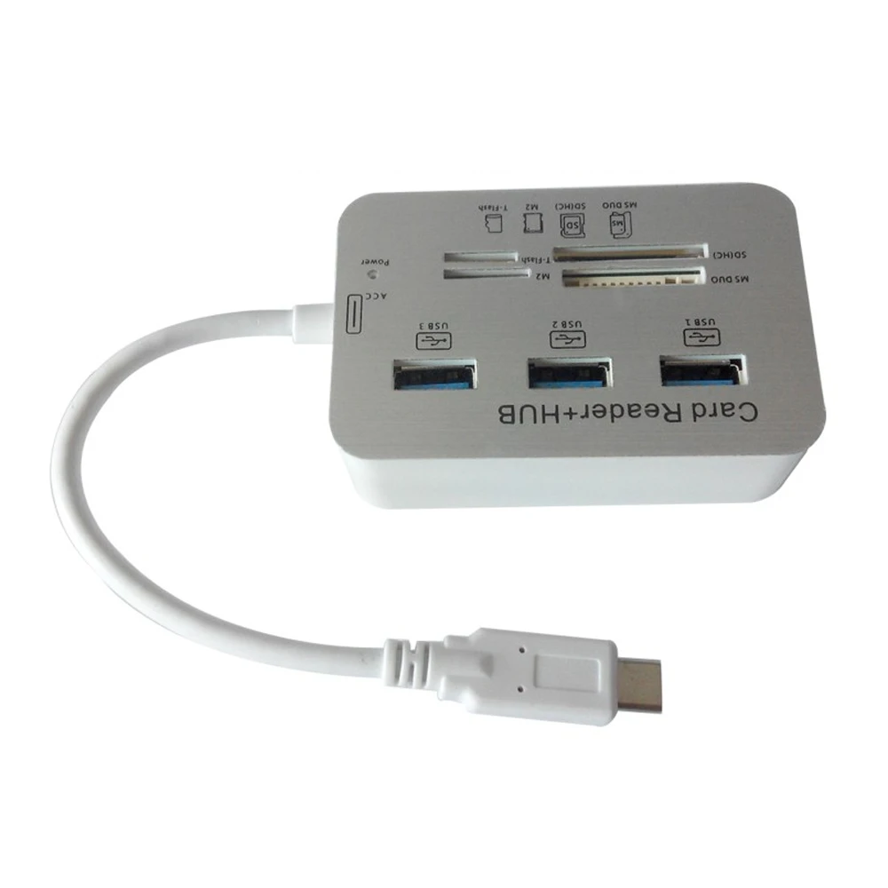 Концентратор USB 3 0 с алюминиевыми портами 20 шт./лот кардридером MS SD M2 TF Multi Type