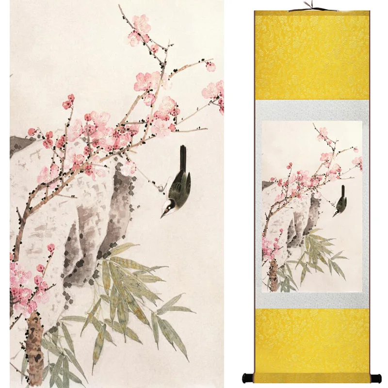 Украшения для дома и офиса китайская живопись в свитке картина с птицами принтом