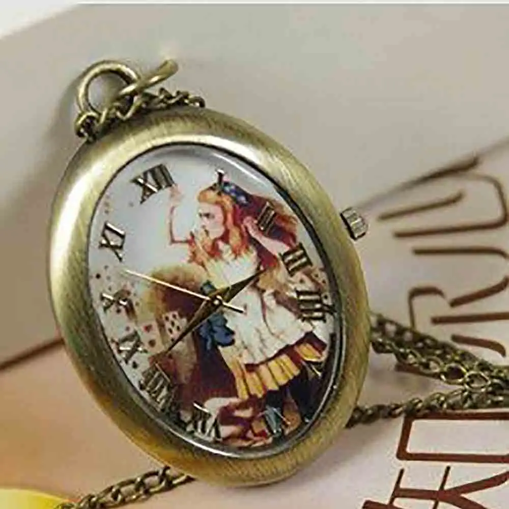 Movie Alice In Wonderland Rabbet карманные часы кулон времени очарование стимпанк ожерелье