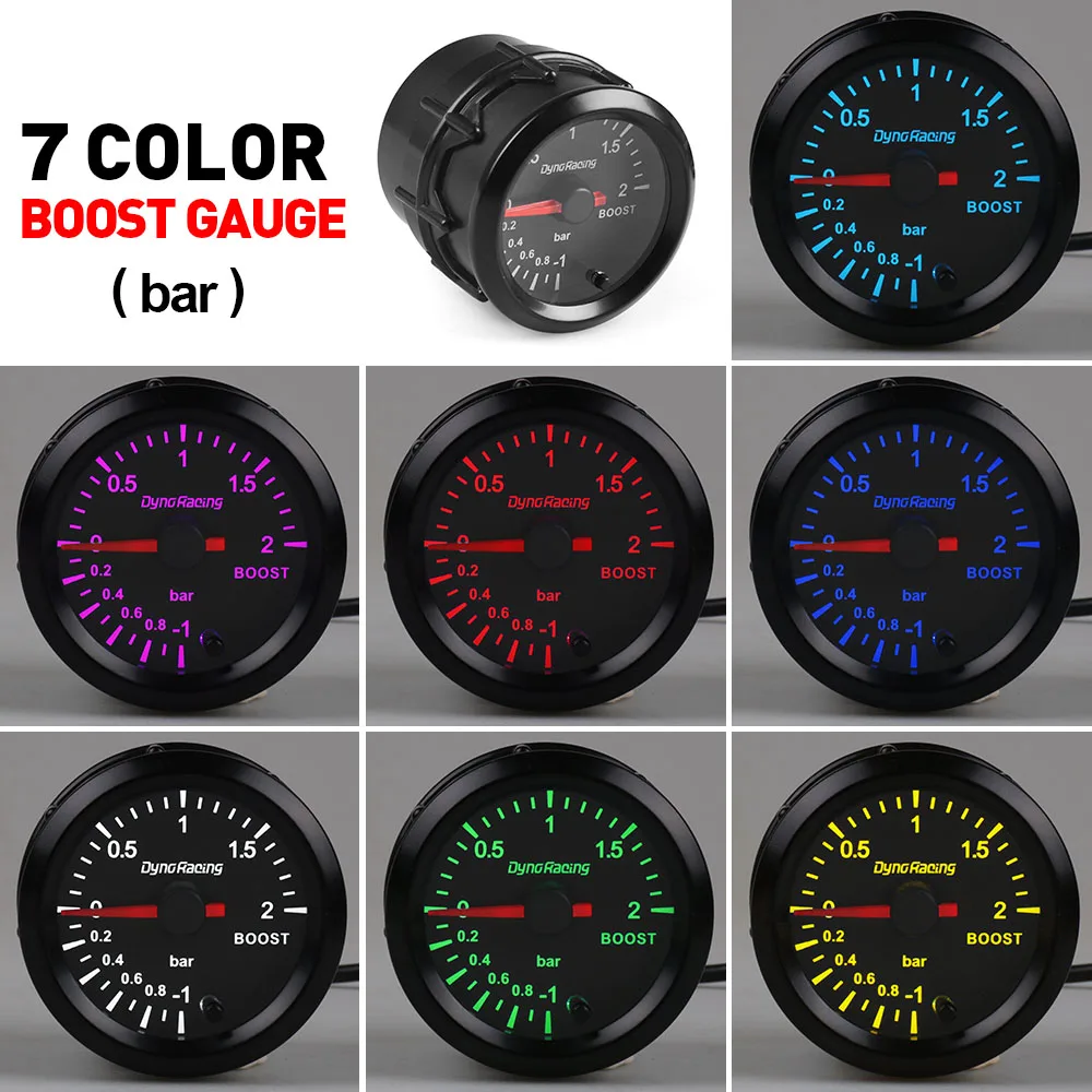 Dynoracing " 52 мм 7 цветов подсветка Turbo Boost Gauge 2 бар метр Высокоскоростной шаговый двигатель с датчиком автомобильный измеритель BX101487