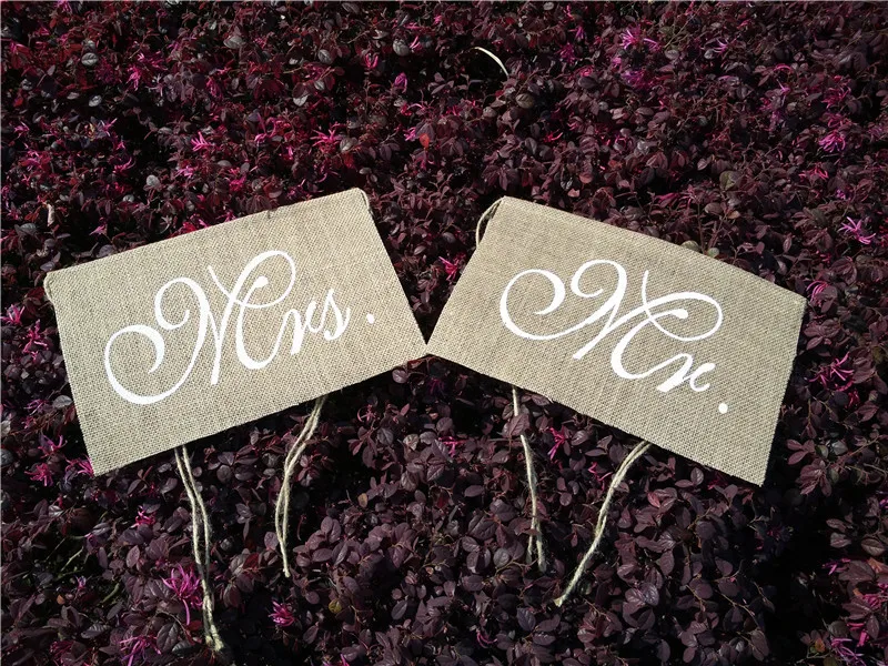 Cheap Mr &amp Mrs Natural Linen Flag 20*30cm Jute Rolls Burlap Chair Accessory for Vintage Rustic Wedding Decoration 2pcs/set | Дом и сад