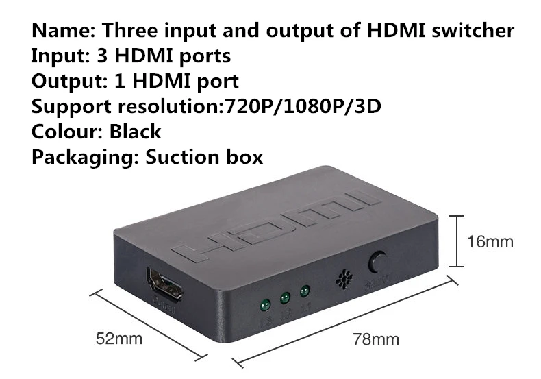 В продаже Портативный 3 Порты и разъёмы Цифровой HDMI кабель коммутатор