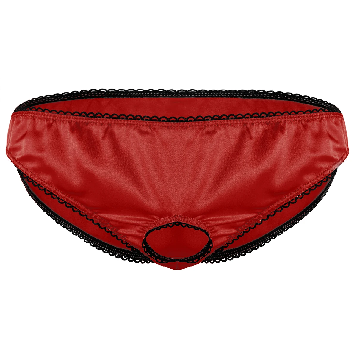 Red Iiniim Мужское нижнее белье, нижнее белье для геев, сексуальное, открытая передняя часть, с отверстием для пениса, мягкий атлас, низкая посадка, бикини, трусы, нижнее белье, трусики - Цвет: Red