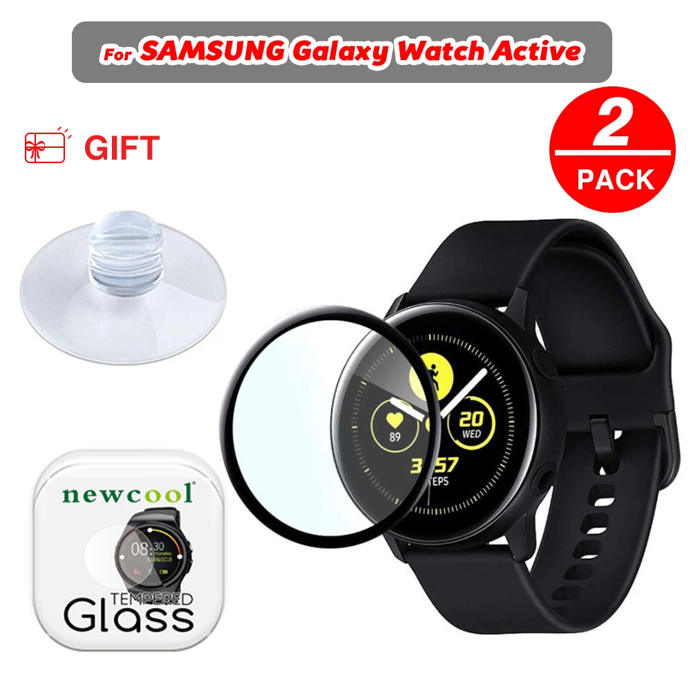 2 шт. полный клей крышка Закаленное стекло экран протектор для samsung Galaxy Watch Active