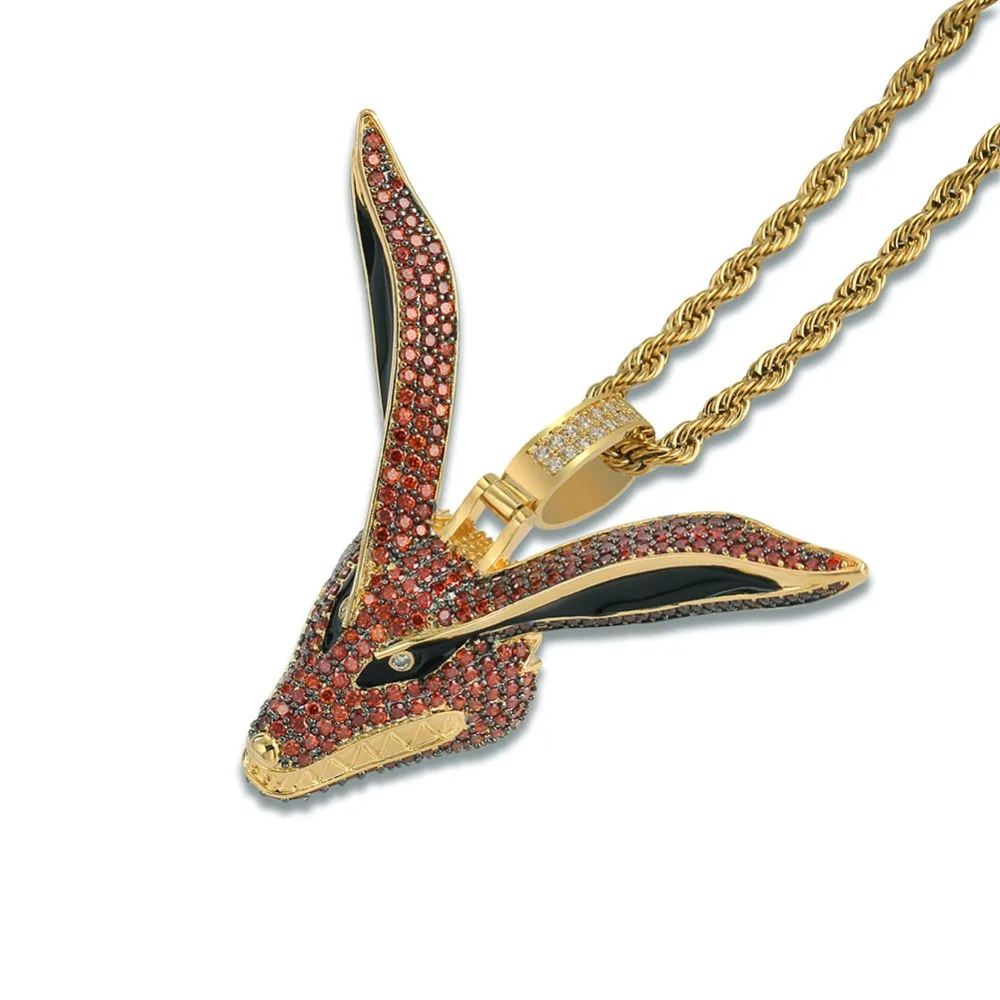 GUCY New Fox Pendant Necklace Iced Out Micro Pave Cubic Zirconia Stones Hip Hop Pendants &amp Necklaces for Men Women | Украшения и