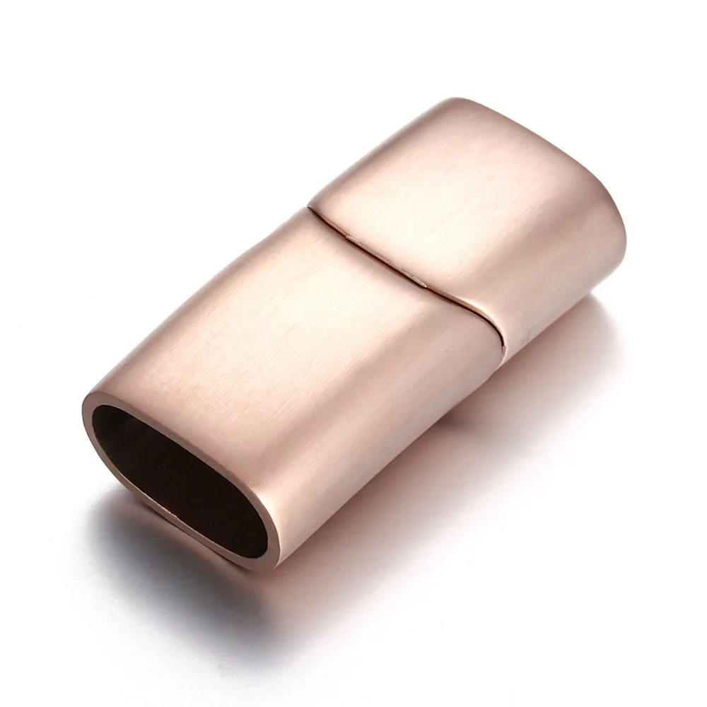 Rose Gold Brush 2 комплекта магнитных застежек из нержавеющей стали 12*6 мм, браслет с отверстием, магнитная застежка, аксессуары для самостоятельного изготовления кожаных украшений - Цвет: Rose Gold Brush