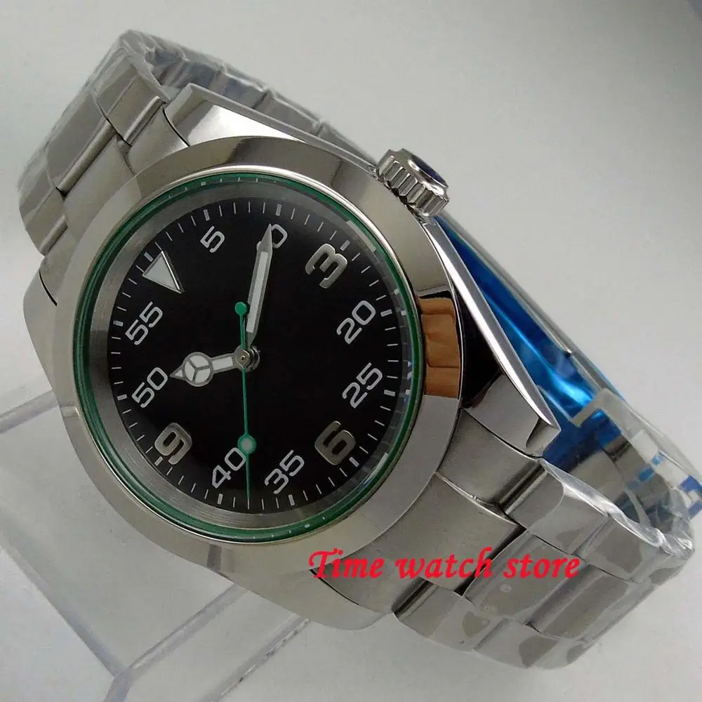 No logo Miyota 8215 Новинка, механические наручные часы Bliger Miyota, 40 мм, водонепроницаемые, нержавеющая сталь, черный циферблат, светящаяся Дата, сапфировое покрытие, 180 - Цвет: No logo Miyota 8215