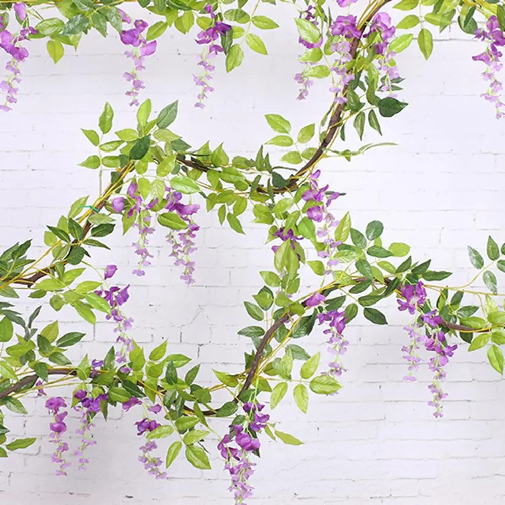 QFU Искусственные цветы из шелка Wisteria белые лоза плюща завод поддельные дерево