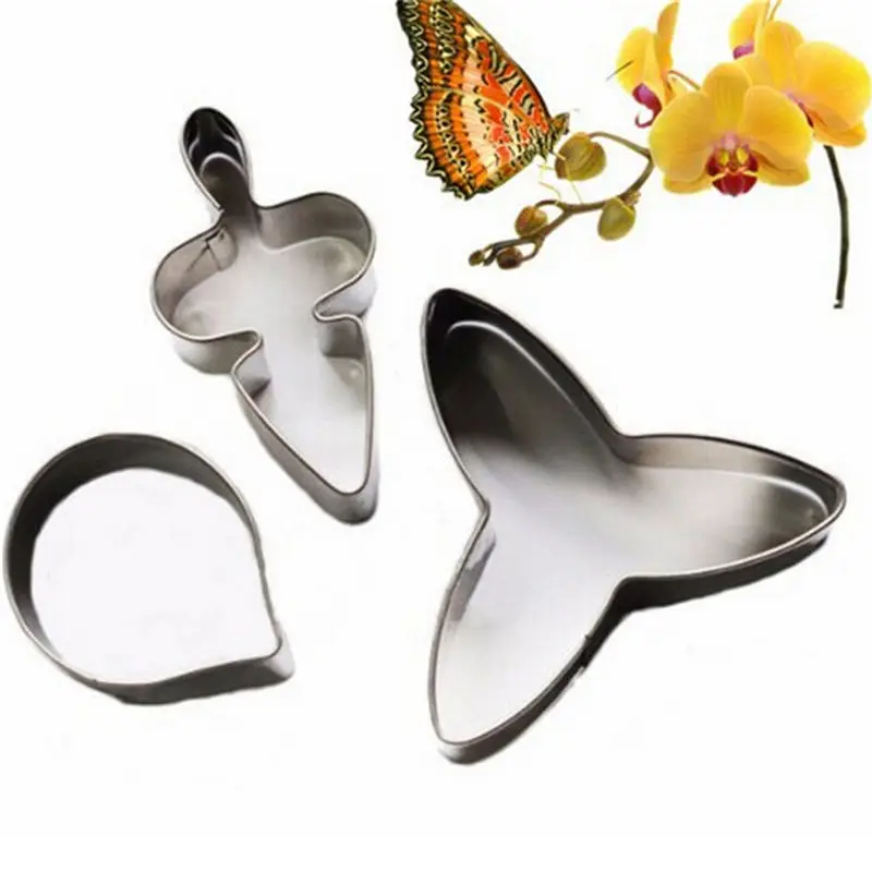 Комплект из 3 предметов Бабочка лепесток орхидеи резаки для цветов набор выпечки