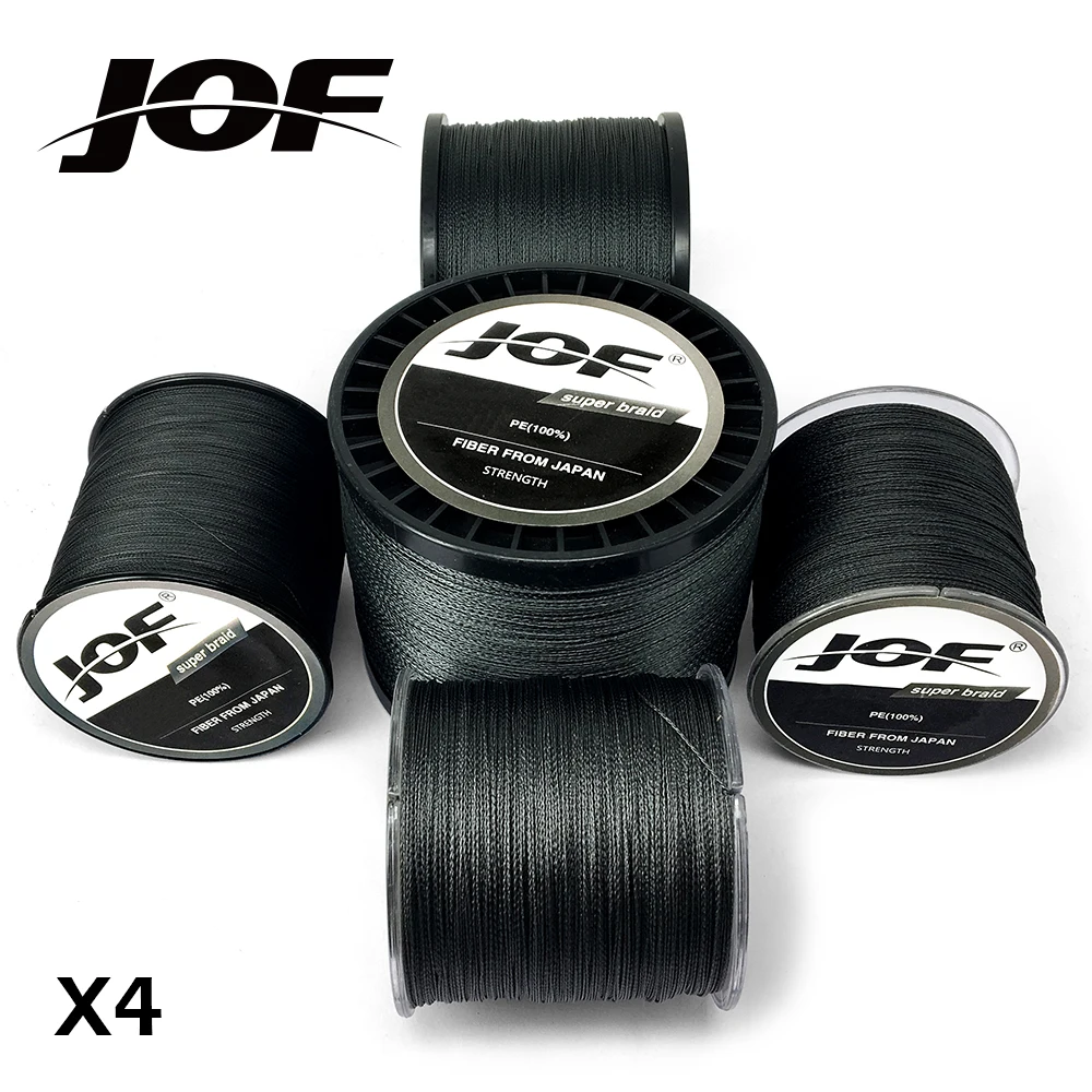 

JOF 4 Strands 100M 300M 500M 1000M PE Black Braided Fishing Line Sea Saltwater Carp Fishing Weave Super Strong