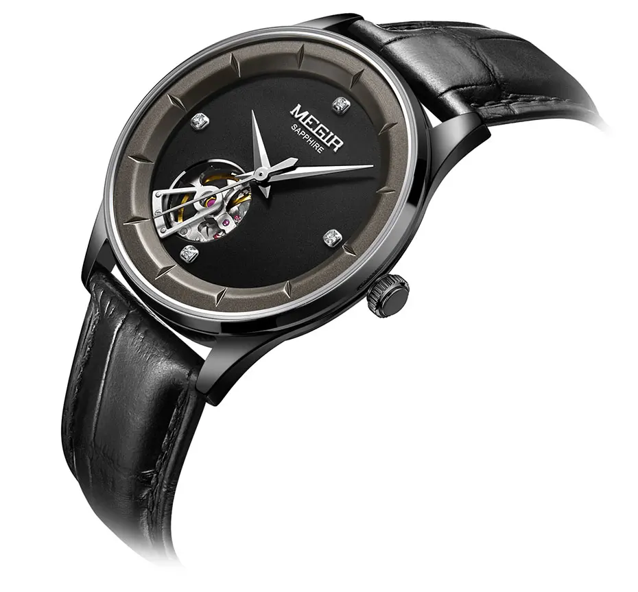 MEGIR Мужские часы механические Tourbillon Роскошные модные брендовые кожаные мужские спортивные часы мужские автоматические часы Relogio Masculino