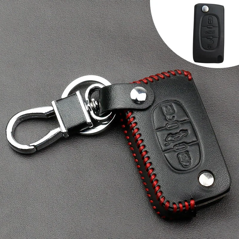 SNCN Чехлы для ключей из натуральной кожи Peugeot 107 207 307 308 407 607 206 208 301 406 408 508 2008 3008