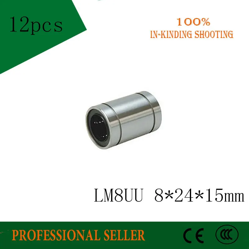 12 шт./лот LM8UU LM8 8 8*24*15 мм шарикоподшипники втулка для 3D принтера запчасти рельсовые