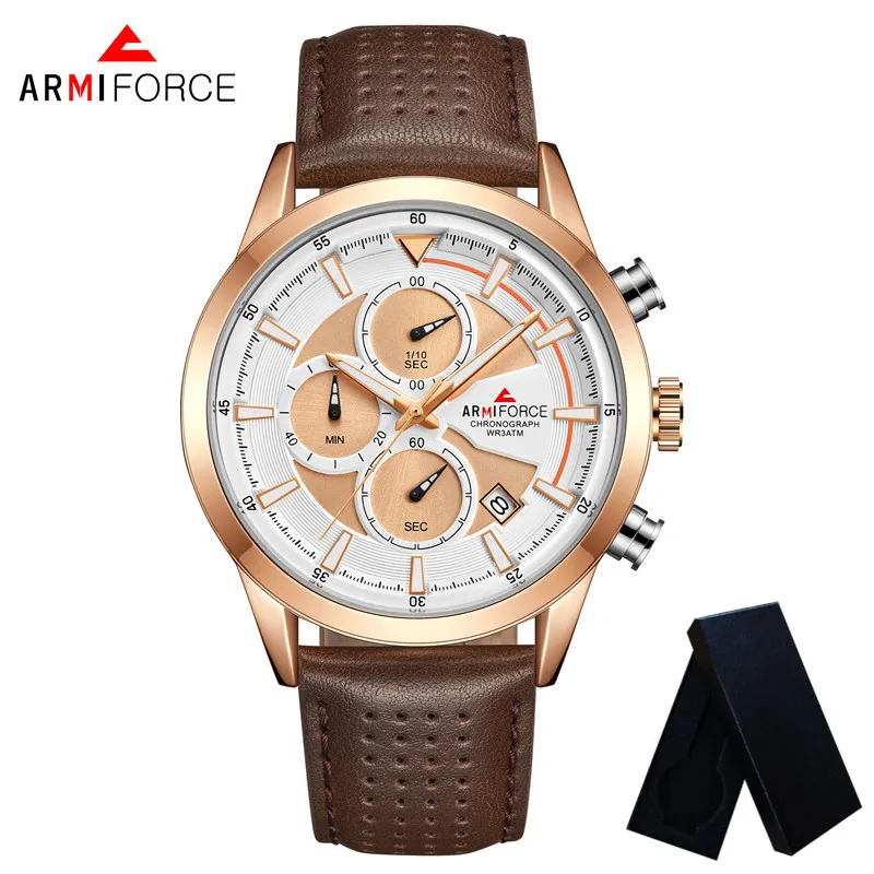 Armiforce мужские часы Топ люксовый бренд Золотой Хронограф Календарь спортивные мужские наручные часы Военные мужские часы Relogio Masculino 8008 - Цвет: AF800802