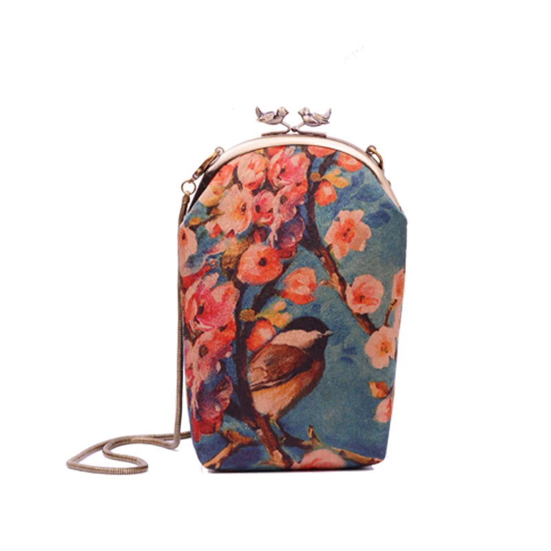 Оригинальная шелковая сумка AETOO в ретро стиле с золотыми свитками цепочками для