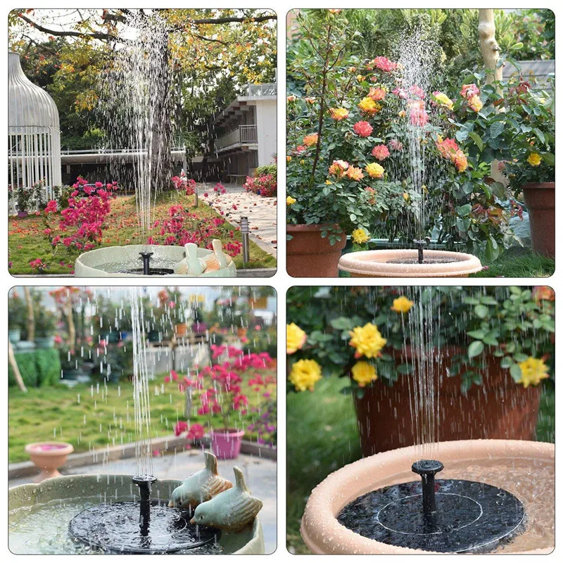 1.4W Round Shaped Solar Fountain Water Floating Fountain Pump Outdoor Bird Bath Fountain Pool Pump For Pond Garden Decoration